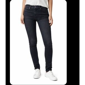 7 For Mankind Roxanne Black Faded Stretch Embezzled Pocket Ankle Jeans Size 26